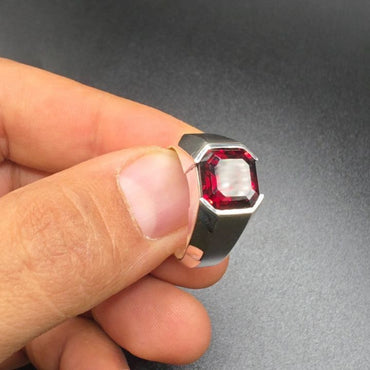6.2Ct square garnet and ruby engagement ring-JEWELBUYS