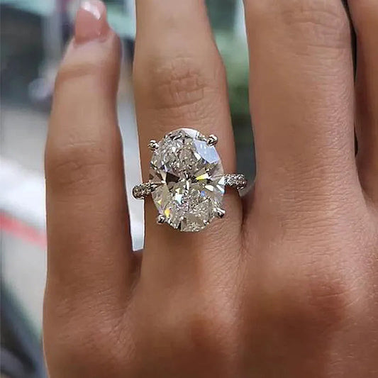 7ct Oval & Round Cut White Sapphire Crushed Ice Engagement Ring-JEWELBUYS