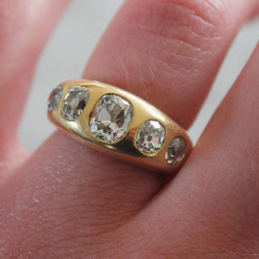 2.1ctw Vintage Cut Sapphire Gypsy Band-JEWELBUYS