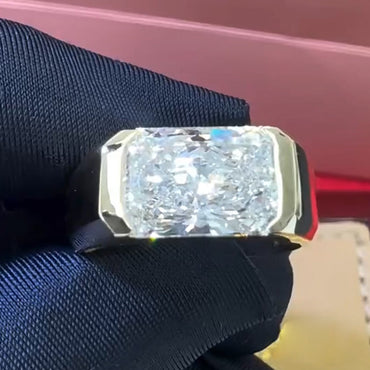 6ct Radiant Cut White Sapphire East-West Setting Men's Engagement Ring-JEWELBUYS