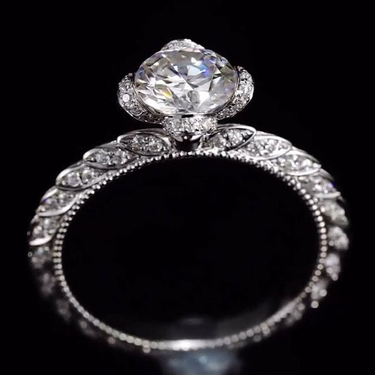 Charming 3.33ct Flower Round Cut Engagement Ring - JEWELBUYS