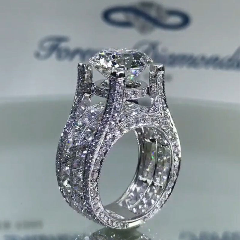 5.5ct Oval Cut White Sapphire East-west Design Engagement Ring-JEWELBUYS