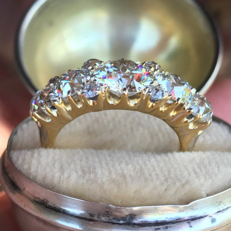 3.5ctw Old European Cut Retro Style Sapphire Band-JEWELBUYS