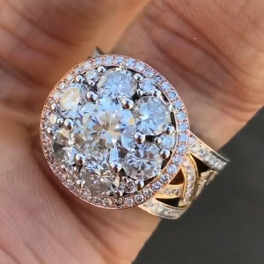 6.0Ctw Round Cut Round Band Cluster White Sapphire Ring-JEWELBUYS