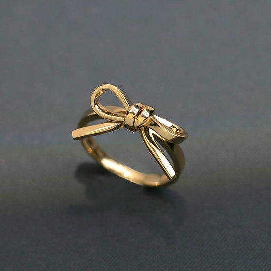 Charming gold bow ring-JEWELBUYS