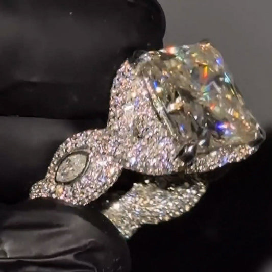 6.5Ctw Radiant Cut Twisted Arm Personalized Ring-JEWELBUYS