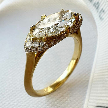 Vintage-inspired Cool with Modern Feel 4ct Marquise Cut White Sapphire Women's Engagement Ring in Gold-JEWELBUYS