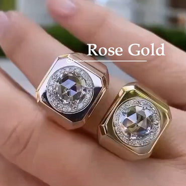 6.34ctw Rose Cut White Sapphires Bold Rose Gold and Gold Ring-JEWELBUYS