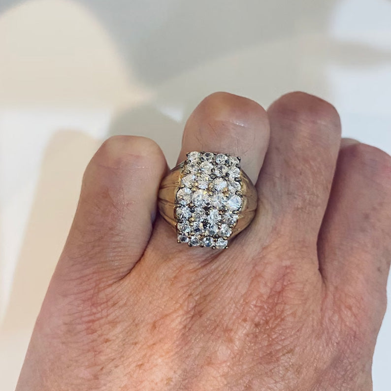 1.6ctw Vintage Style Round Cut White Sapphire Cluster Ring - JEWELBUYS