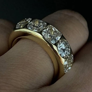 5.83ctw Cushion Shaped Round Cut White Sapphire Brilliant Band - JEWELBUYS