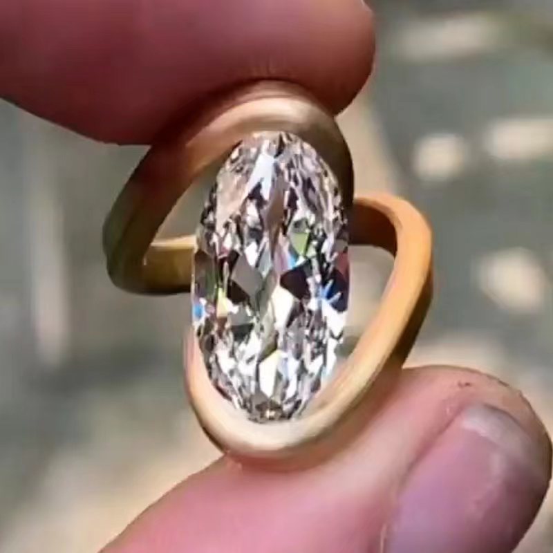 3.0ct Oval Cut White Sapphire Twisted Arm Ring-JEWELBUYS