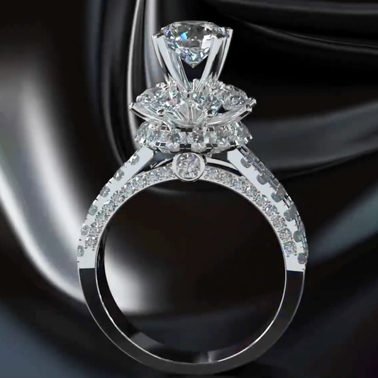 Deluxe 10ctw White Sapphire Round Cut Engagement Ring - JEWELBUYS