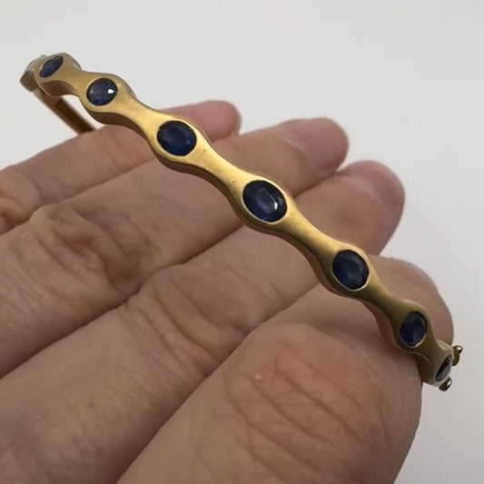 5.2Ctw Oval Cut Blue and Green Sapphire Chain Bracelet-JEWELBUYS