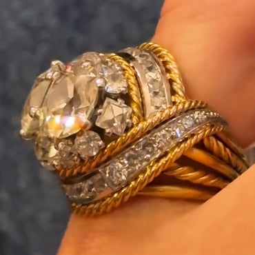 5.0ctw Vintage Round Cut Engagement Ring-JEWELBUYS