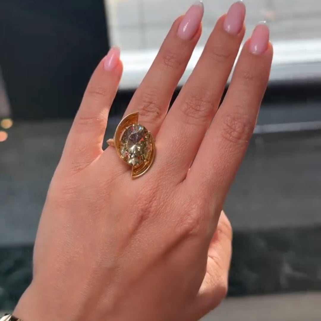 5.0ctw Oval Cut Yellow Sapphire Engagement Ring in Gold-JEWELBUYS