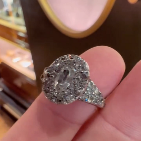 Shiny 3.02ct Oval & Round Cut White Sapphire Women's Engagement Ring in Silver-JEWELBUYS