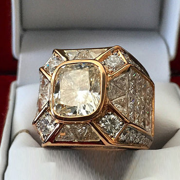 7.0ctw Radiant and Princess Square Cut White Sapphire Luxury Mens Ring-JEWELBUYS