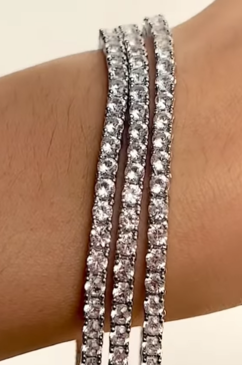 2mm Round Cut White Sapphire Tennis Bracelet-JEWELBUYS
