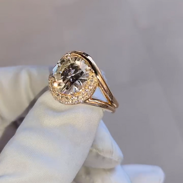 Wearable 4ct Round Cut White Sapphire Pave Forms Women's Engagement Ring in Gold-JEWELBUYS