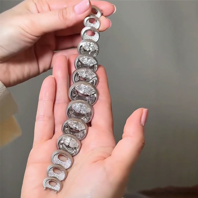 29.62ctw Marquise-cut Architectural Sapphire Bracelet-JEWELBUYS