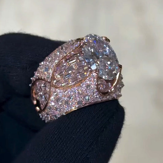 8.0ctw Oval Cut White Sapphire Mosaic Engagement Ring-JEWELBUYS