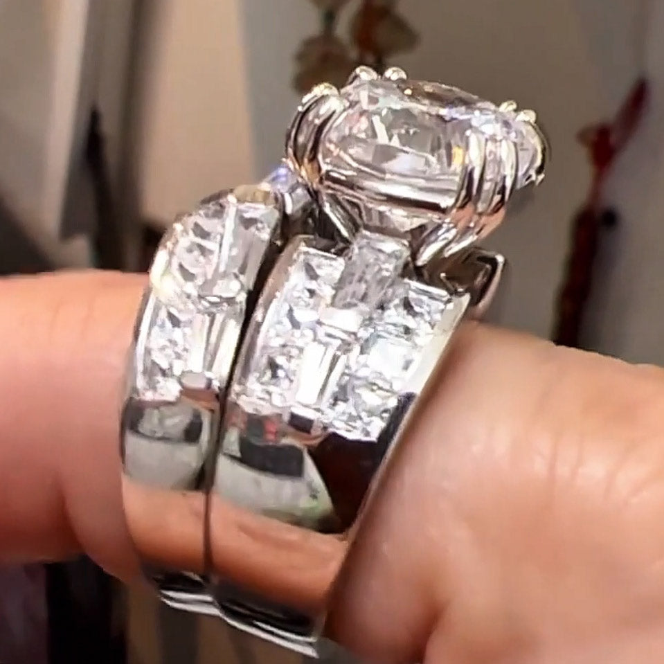 12Ctw Round and Baguette Cut Luxury Stacking Ring-JEWELBUYS