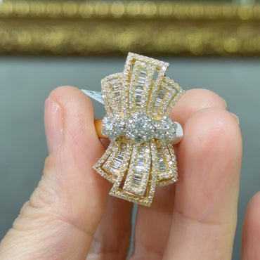 2.97ctw Round and Baguette-Cut Sapphire Floral Knot Ring-JEWELBUYS