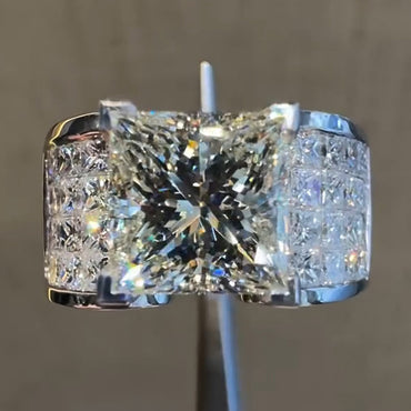 3.08Ct Princess Cut Invisible Halo Engagement Ring-JEWELBUYS