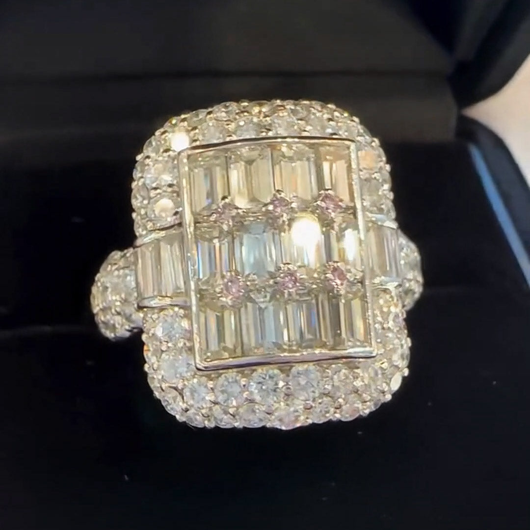 3.8ctw Emerald and Round Cut Pave Founder Halo Ring-JEWELBUYS