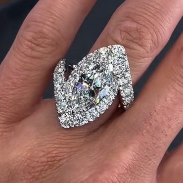 5.0Ctw Marquise Cut White Sapphire Marquise Ring-JEWELBUYS