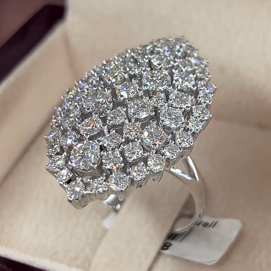 5.0ctw Cluster Cocktail Party White Sapphire Ring -JEWELBUYS