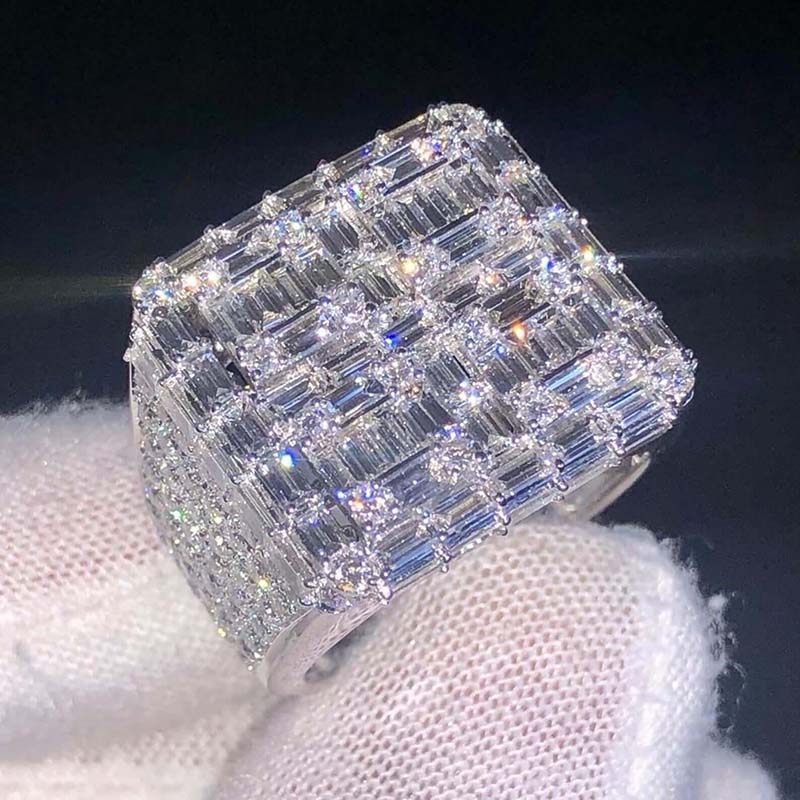 2ct Baguette Cut White Sapphire Open Ring-JEWELBUYS