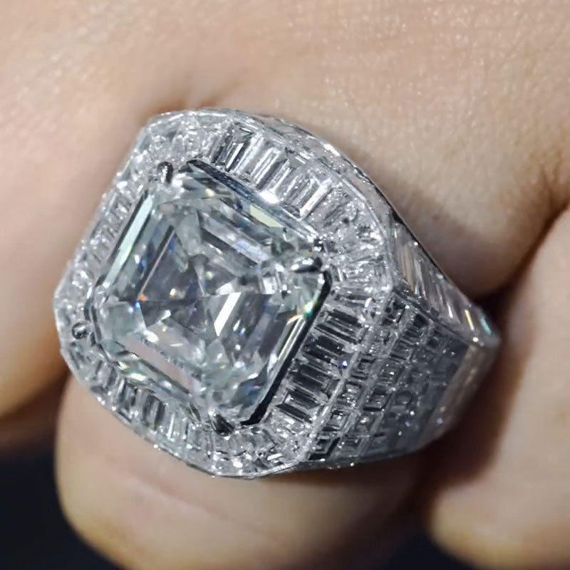13ct Sapphire Asscher Cut Chandelier Ring - JEWELBUYS