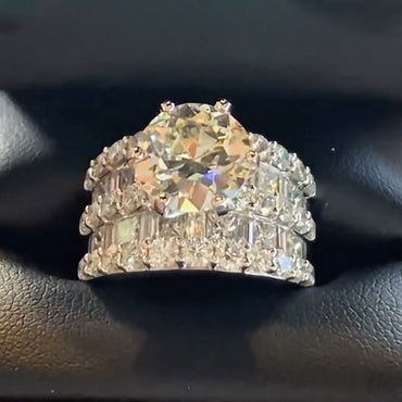 3.45ct Brilliant Round Cut White Sapphire Engagement Ring-JEWELBUYS