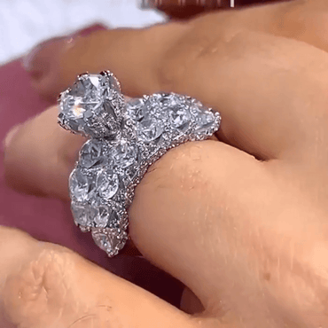 Shiny 3ct Round Cut White Sapphire Women's Engagement Ring in Silver-JEWELBUYS