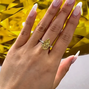 European and American Style 5ct Pear Cut Yellow Sapphire Teardrop Engagement Ring-JEWELBUYS