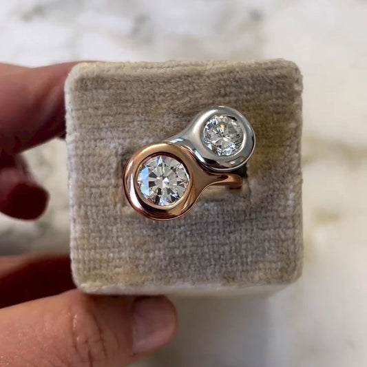 Elegant 2.5ct Round Cut White Sapphire Women's Diamond Ring Mixed in Rose Gold and Silver-JEWELBUYS