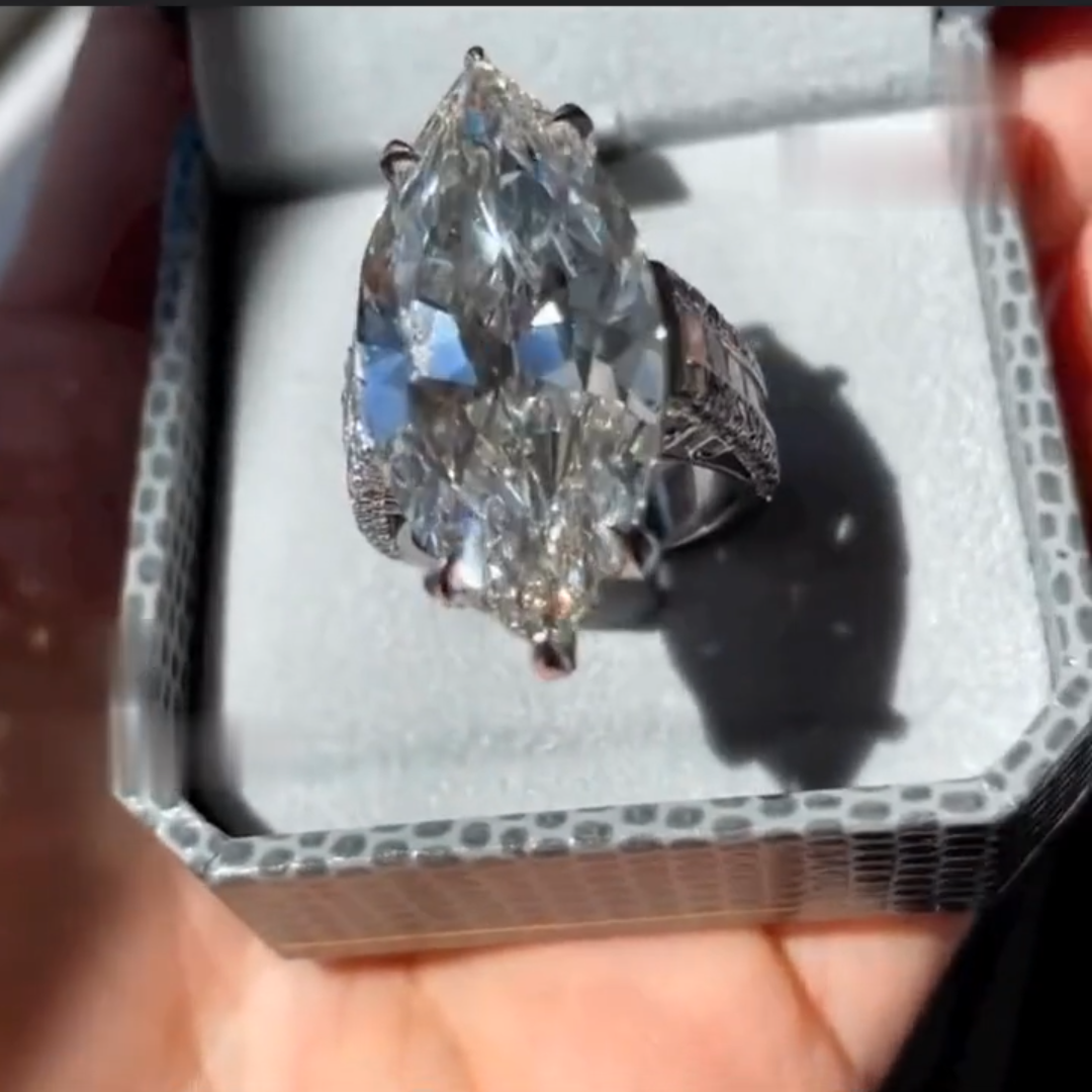 Elegant 8ct Marquise Cut White Sapphire Women's Engagement Ring in Silver-JEWELBUYS