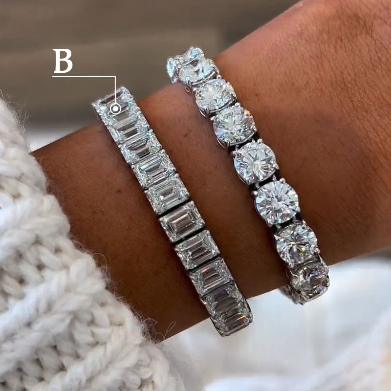 44ctw Round and Emerald Cut Large Gemstone Bracelet -JEWELBUYS