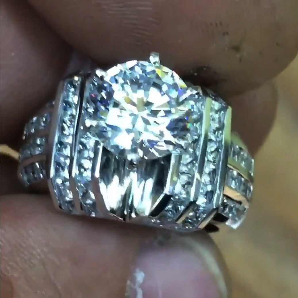 6.0ctw Round Cut White Sapphire Brilliant Engagement Ring-JEWELBUYS