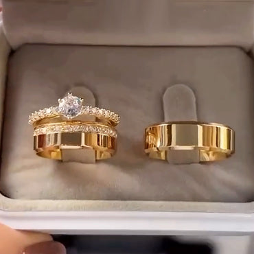 2.2ctw Classic Round Sapphire Ring Three-Piece Set-JEWELBUYS