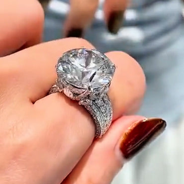 8.0Ctw Round Cut White Sapphire Luxury Art Engagement Ring- JEWELBUYS