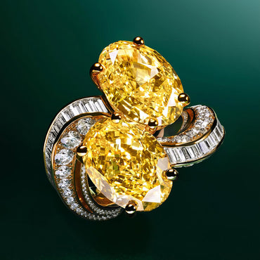 Oval-shaped spiral ring and earrings with vibrant yellow gemstones-JEWELBUYS