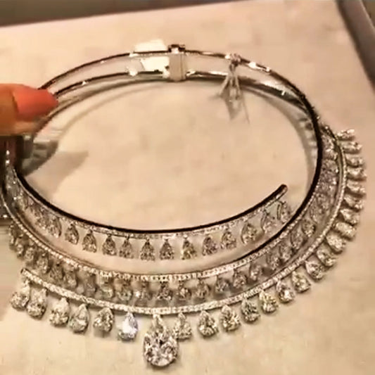 50Ctw teardrop-shaped multi-ring necklace-JEWELBUYS