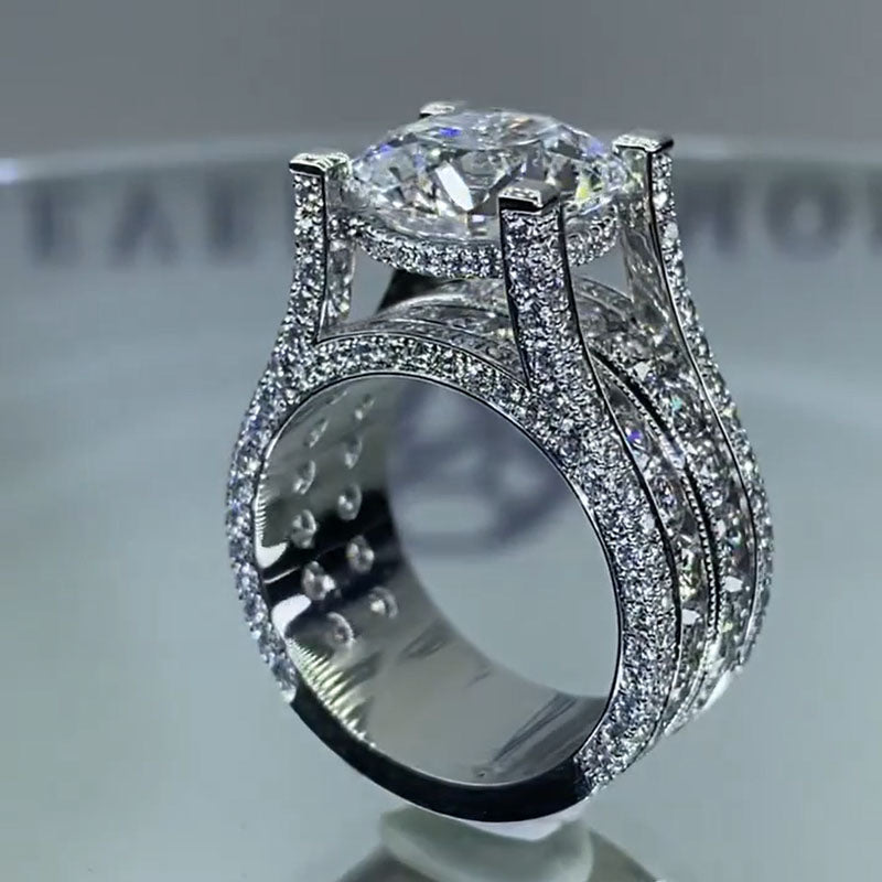 Classic 4.5ct Oval Cut White Sapphire East-west Design Engagement Ring-JEWELBUYS