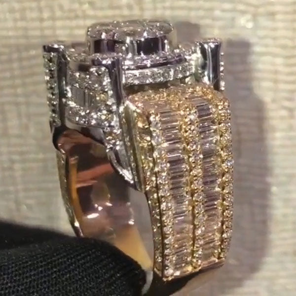 4ctw Baguette and Round Cut Sapphire Monster Ring - JEWELBUYS