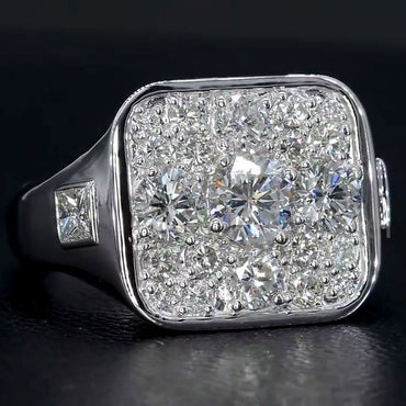 Modern Style 4.1ctw Round Cut Cluster Sapphire Ring - JEWELBUYS