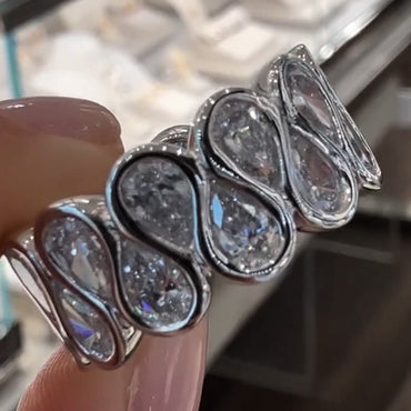 3.0ctw Classic Pear Cut White Sapphire Band - JEWELBUYS