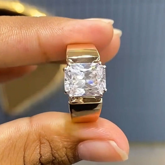 3.0ct Radiant Cut Single Stone White Sapphire Engagement Ring-JEWELBUYS