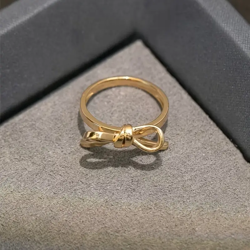Charming gold bow ring-JEWELBUYS